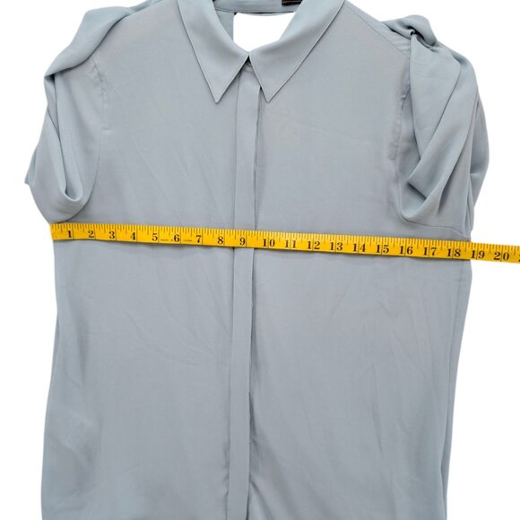 BCBGMaxAzria Dianna Blouse Blue Frost Long Sleeve Open Back Top Size S - Picture 7 of 9